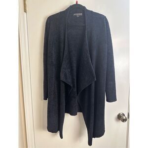 Barefoot dreams sz L/XL black waterfall cardigan sweater bamboo chic lite